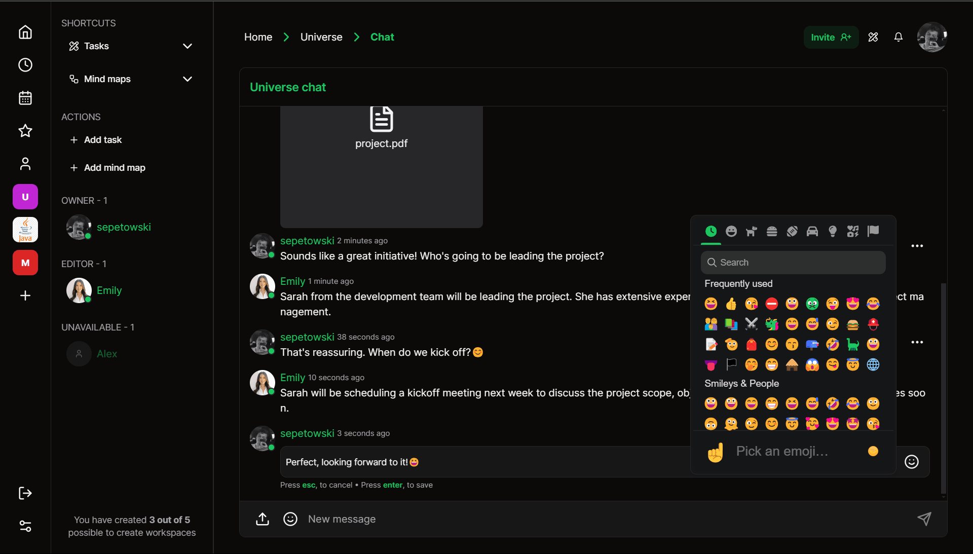 chat - dark theme