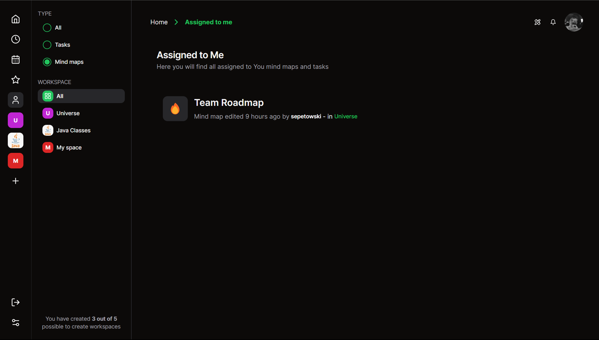assigned to user site - dark theme